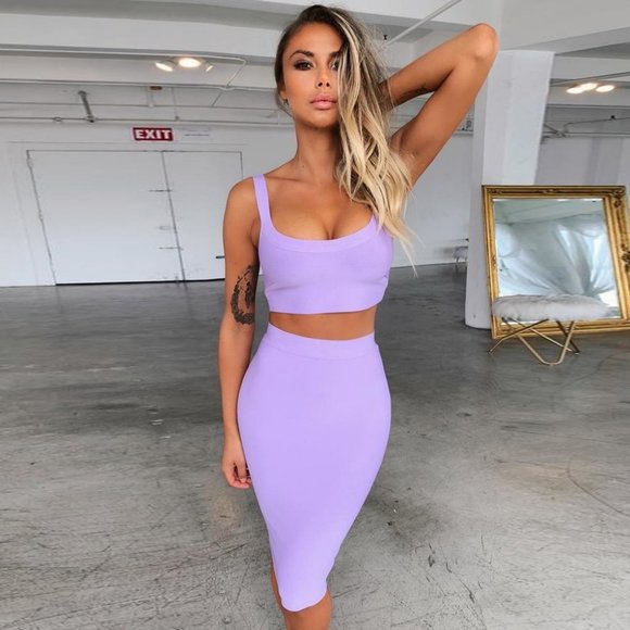 Silhouette Apparel Dresses & Skirts - Last One! Purple Bandage Set